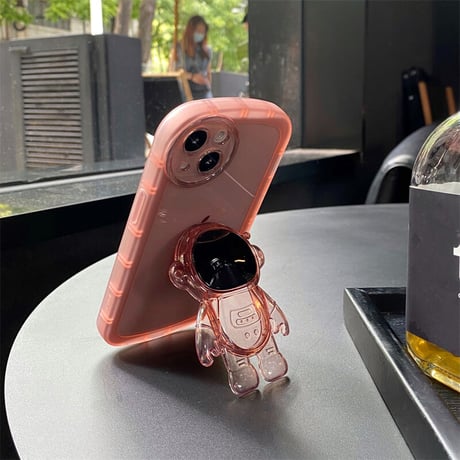 宇宙飛行士 透明スマホグリップ   可愛い卓上スタンド スマホリング  落下防止    便利多機能 クリア艶あり 使いやすい[M2122]