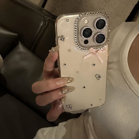 ハンドメイド iPhone16pro/16ケース ダイヤ/ジュエリー iPhone15plus/14/13pro/12カバー 大人可愛い シック[M5474]