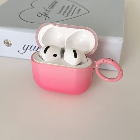 グラデーションピンク Airpods 4ケース 艶感 Airpods3/Pro2ケース airpodspro2カバー  女子力UP リング付 大人可愛い[M5222]