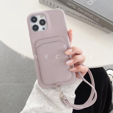 ICカード収納 iPhone14/15proケース  革製 アイフォン13pro/12mini/11proケース ストラップ付 高品質 使いやすい シンプル風[M2736]