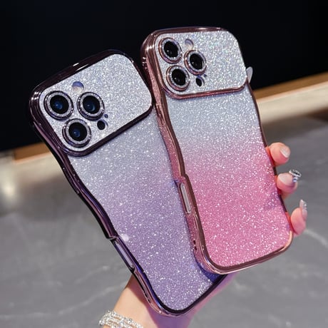 うねうね iPhone17/17Proケース キラキラレンズフイルム付 ラメ iPhone17ProMax/Air/16ケース きれい 落下防止[M5809]