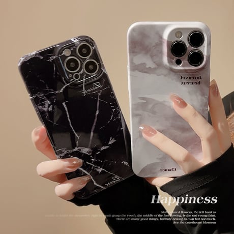 大理石柄 iPhone14pro/14promaxケース 艶あり iPhone13pro/12/11promaxカバー 男女お揃い 頑丈 高品質 ハードケース[M3268]