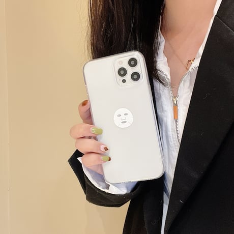 シートパックマスク柄 iPhone16/15pro/14/13promaxケース 透明 iphone12mini/11proカバー   超可愛い SNS人気M1114