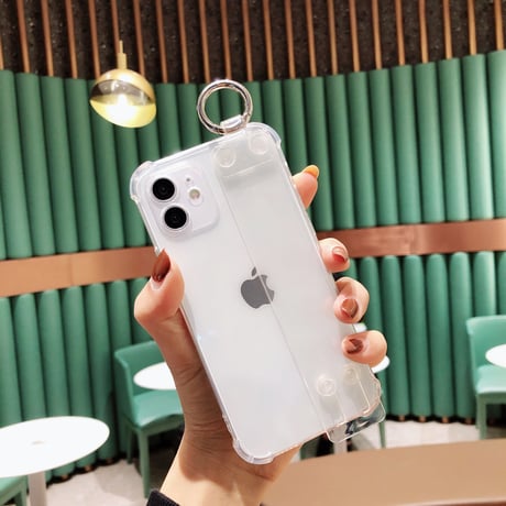 ベルト/リング一体型 iphone13/12miniケース   透明系 四角耐衝撃  iphoneSE2/11proカバー  多機能 スタンド  シンプル風 使いやすい[M1651]