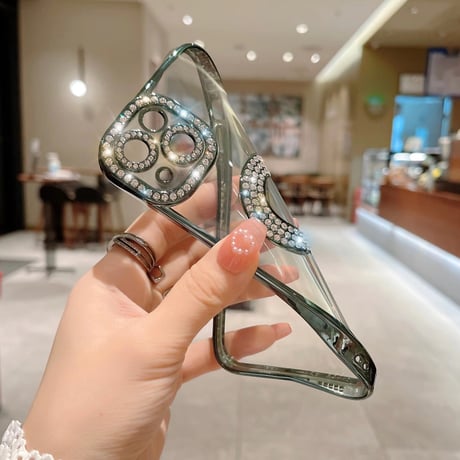 ジュエリー iPhone15/15proケース 黄ばまない キラキラ iPhone14/13/12カバー 女子力アップ きれい[M3952]