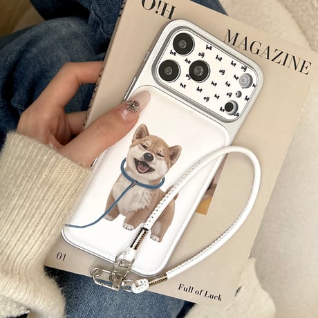 カップルペア iPhone17Pro/17ケース 猫/犬ちゃん iPhone16/15Pro/14ケース カメラカバー付 レザーストラップ お揃いコーデ[M6031]