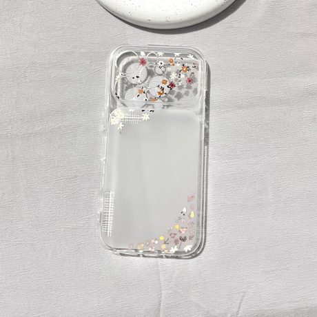 花柄 iPhone17Pro/17ケース かわいい iPhone17ProMax/16Pro/15カバー 半透明 女子力アップ [M6101]