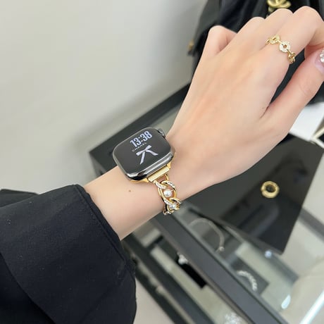 パールとメタル  AppleWatchバンド ダイヤデコ AppleWatchベルト Series 11/10/9/8 SE3/2  Ultra3/2/1 高級感高品質 シック[M6448]