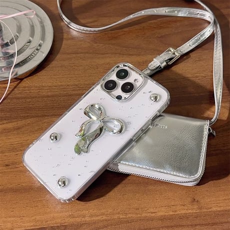 高級感リボン iPhone15/15proカバー 女子力高いiPhone14Pro/13promax/12ケース かわいい 綺麗[M4455]