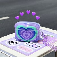 ハート柄 AirpodsPro2ケース 熊ちゃんアクセサリー付き airpods3/2/1カバー かわいい ギフトにおすすめ[M3404]