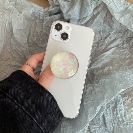 おしゃれ 花柄 スマホグリップ  伸び縮み式 綺麗 ガラス 透明グリップトーク  スマホリング  落下防止 卓上スタンド機能 可愛い ファッション 多機能[M1606]
