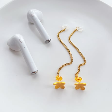 人気 AirPods用イヤークリップ ピアス 落下紛失防止 ダイヤ/蝶/花  お洒落 イヤホンストラップ  ホルダー   おしゃれ 人気 2点[M6307]