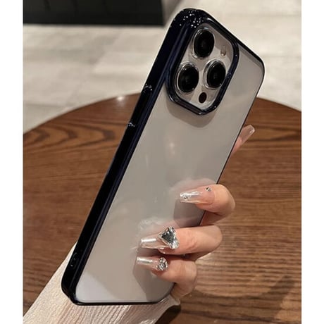 ナチュラル/ブルーチタニウム iPhone15Pro/15ProMaxケース  黄ばまない メッキ高品質 軽量 頑丈 耐久性 iPhone14/13proハードケース[M3544]