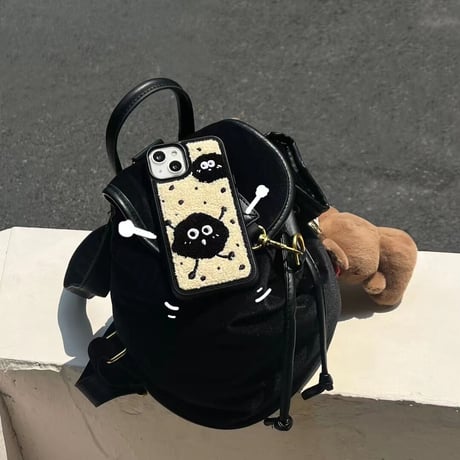 刺繡 モンスター iphone15/15Proケース  かわいい iPhone14/13/12Proカバー 秋冬コーデ ギフトにおすすめ[M3588]