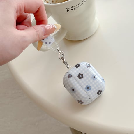 AirpodsPro3/4ケース 韓国っぽい 花柄AirpodsPro2/Pro1カバー  エアポッズ3/2  大人可愛い キーホルダー付 ガールズに人気[M5689]