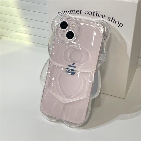 クマちゃんクリア iphone14/13promaxケース 透明艶あり アイフォン12/11カバー 可愛すぎ お揃い 男女むけ[M2164]