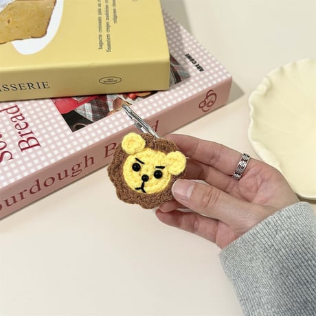 ニット airtagsケース 花/獅子/熊/犬/トラ 柔らかい airtags保護カバー リング付き 紛失防止 便利[M4614]