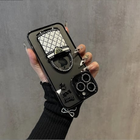 メイク鏡 iPhone16/16Proケース  バック型スタンド iPhone15Pro/14/13Proカバー 綺麗キラキラ 多機能 レンズカバー[M4673]