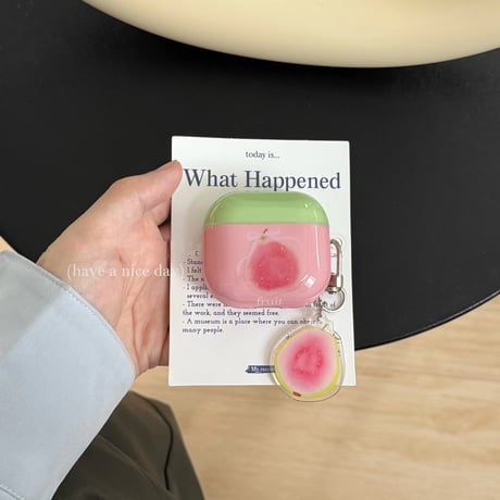 グアバ Airpods4ケース 果物 AirpodsPro2ケース airpods3/2カバー  かわいい キーチェーン付 艶感 [M5318]