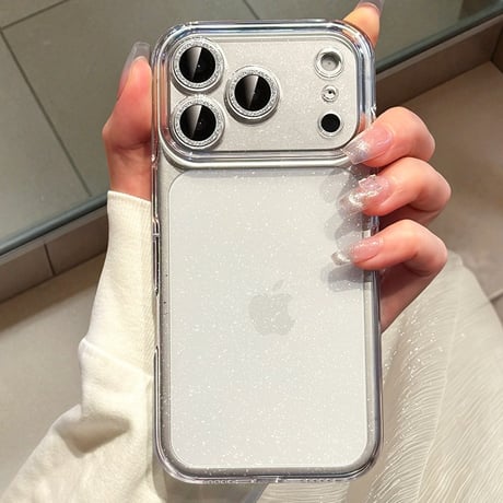 iPhone17Pro/17ProMaxケース キラキラレンズカバー iPhone17/16/15ケース クリア 背面ラメ入り  定番アイテム[M6014]