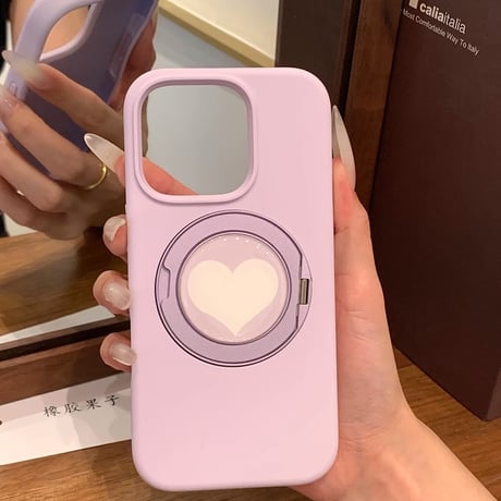ハート柄マグネットリング iPhone16pro/16ケース 高品質シリコン アイフォン15/14pro/13/promaxカバー 耐衝撃丈夫 ワイヤレス充電 スタンド[M4953]