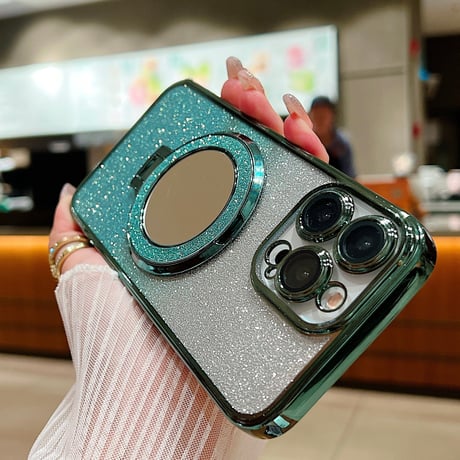 鏡付Magsafeリング iPhone15pro/15promaxケース コスパ最強 スタンド iPhone14pro/13/12カバー お買い得  [M4168]
