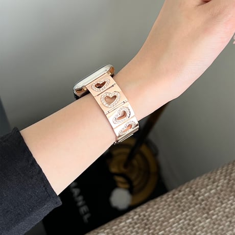 透かし彫りジュエリーハート AppleWatchバンド 高級感 アップルウォッチベルトUltra2/1/SE2/1/Series9/8/7/6/5/4/3/2/1 おしゃれ[M4889]
