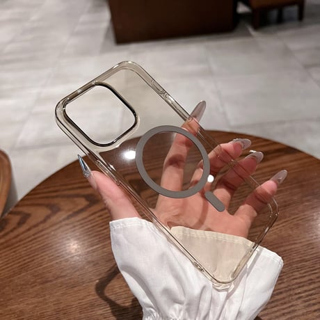 MagSafe対応 高透明 iPhone15pro/15promaxケース ナチュラルチタニウム iPhone14pro/13promax/12対応 黄ばまない薄型 [M4047]