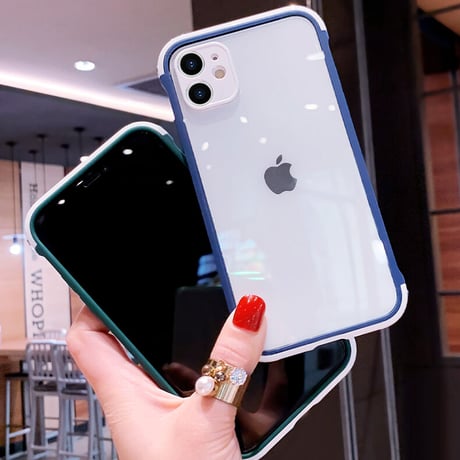 耐衝撃透明 iphone13mini/13promaxケース  カラー枠カメラレンズ保護 iphone11/12カバー  頑丈 シンプル M1069