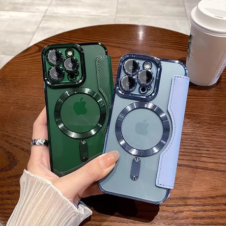 手帳型 iPhone16Pro/16ProMaxケース ICカード収納 レザーiPhone15Pro/14plus/13カバー magsafe対応 レンズカバー [M4625]