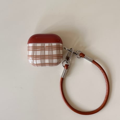 チェック柄 Airpods 4ケース レザーストラップ付 Airpodspro2/proカバー Airpods3/2 シック おしゃれ ギフトにおすすめ[M4869]