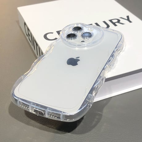 滑りにくい透明 iphone14plus/13proケース  ハート型カメラレンズ アイフォン12/11カバー  波紋枠 可愛い[M2178]
