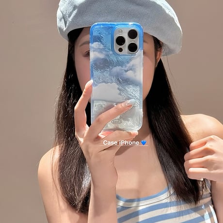 青空 iPhone16pro/17ケース キラキラ光る iPhone15pro/14/13カバー オシャレ  大人可愛い [M5624]