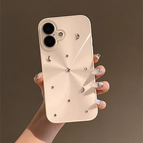 iPhone16/16Proケース キラキラ オーロラ iPhone14Pro/13/12ケース カメラカバー ホワイト 頑丈 [M4630]