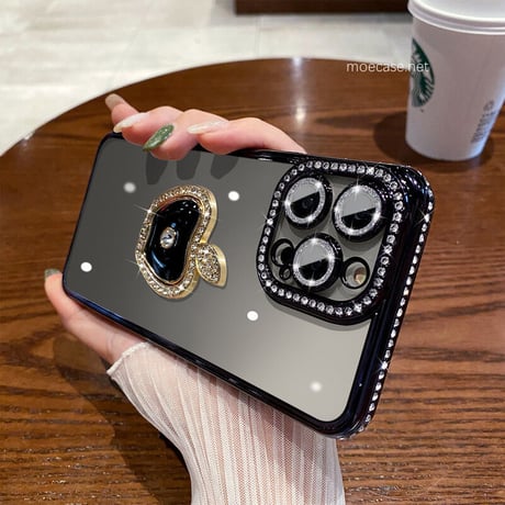 ジュエリーアップルリング iphone14/14Promaxケース  レンズフイルム付 iphone13/12/11カバー  おしゃれキラキラ ギフトにおすすめ  [M2544]