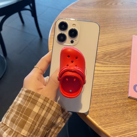 クロックスサンダル スマホグリップスタンド  かわいい面白い 粘着タイプ 個性ファッション 全機種対応 ギフトにおすすめ[M2638]