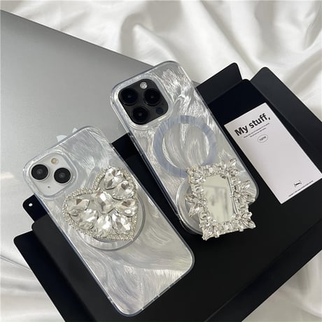ジュエリーグリップ iPhone15Pro/15ケース magsafe対応 iPhone14pro/13/12proケース オシャレ 多機能[M4452]