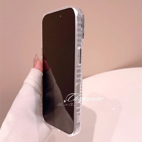 シェル柄 iPhone16pro/16カバー ジュエリー蝶/パールデコ iPhone15pro/14promax/13ケース 上品 大人可愛い エレガント [M5351]