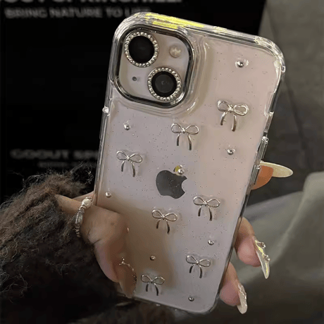 キラキラ リボンiPhone15pro/15promaxケース 星 ラメ入り クリアiphone14/13/12proカバー 高級感 黄ばまない[M4055]