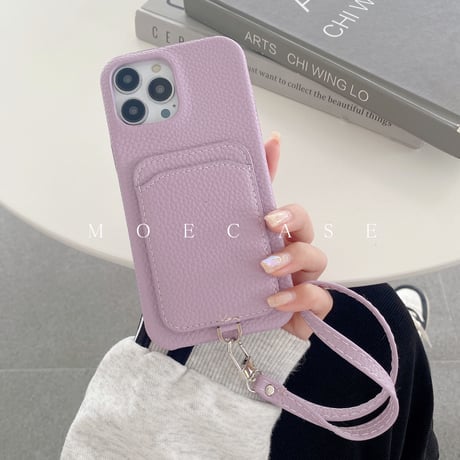 ICカード収納 iPhone14/15proケース  革製 アイフォン13pro/12mini/11proケース ストラップ付 高品質 使いやすい シンプル風[M2736]