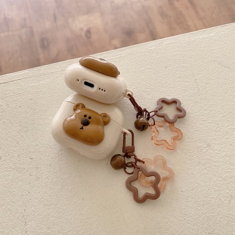 熊ちゃん Airpods 4ケース 可愛い Airpodspro2/proカバー Airpods3/2 キーチェーン付 ギフトにおすすめ[M4864]