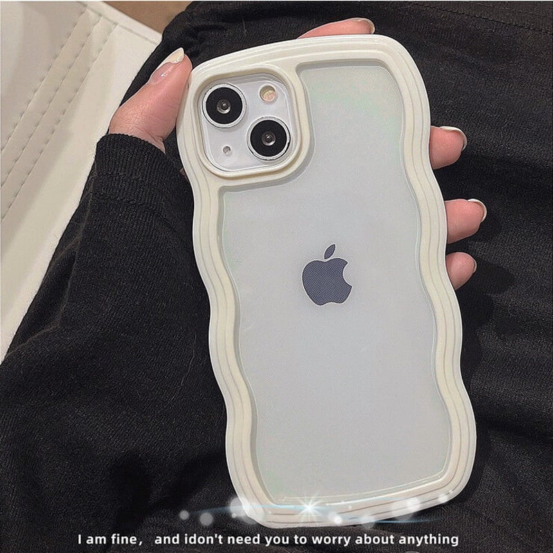 iPhone16対応】波デザインの枠 iphone15/14/13/12promaxケース