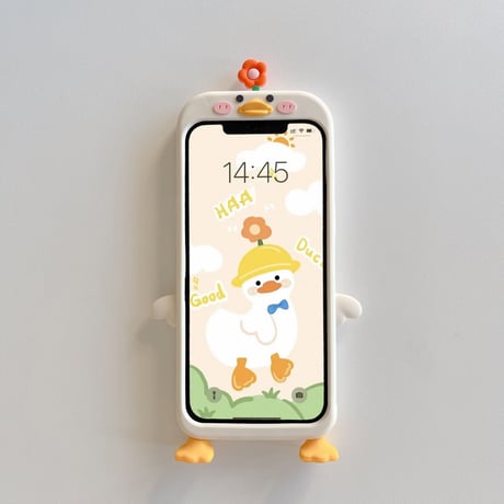花ダック iphone13/14proケース  可愛い アイフォン13/12/11promaxカバー   超キュート 人気品 プレゼントにおすすめ[M2207]