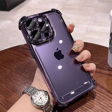 iPhone15Pro/15promaxケース 耐衝撃 レンズ保護 メッキクリアアイフォン14/13/12ケース カッコイイ[M3507]