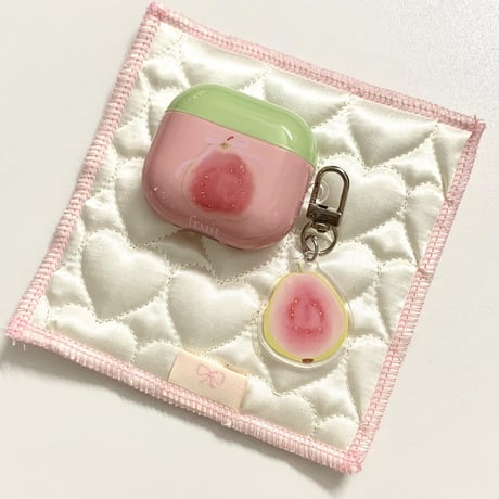 グアバ Airpods4ケース 果物 AirpodsPro2ケース airpods3/2カバー  かわいい キーチェーン付 艶感 [M5318]