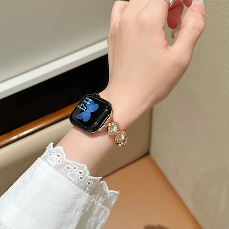 四つ葉のクローバー AppleWatchバンド ダイヤ メタル AppleWatchベルト Series 11/10/9/8 SE3/2  Ultra3/2/1 高級感高品質 上品[M6400]
