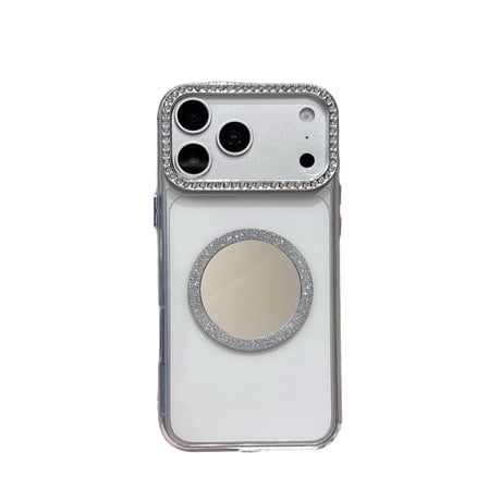 MagSafe対応ミラーiPhone17Pro/17ケース ジュエリーデコ iPhone16Pro/Air/15ProMaxケース かわいい オシャレ[M6518]