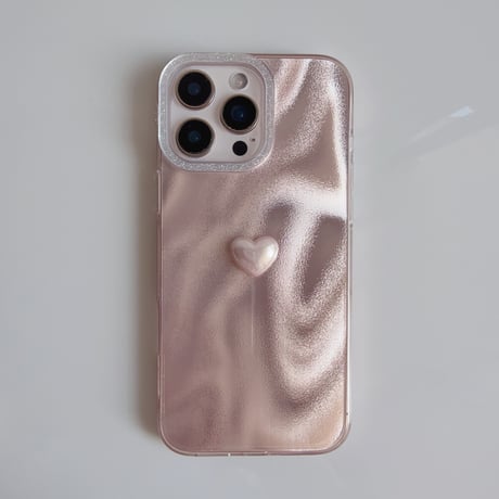 上品ハート iPhone17/17proケース キラキラピンク iPhone17promax/16/15Proカバー 光る オシャレ ハートキーホルダー[M5860]