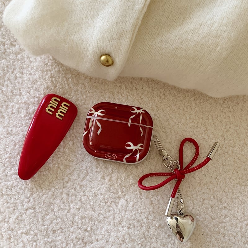 AirPodsPro2 第2世代 ケース ハート グリッター キラキラ 赤 minana