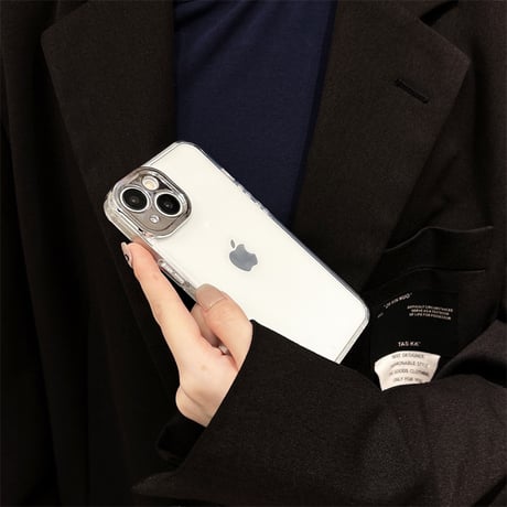 iPhone16/16Proケース クリア シンプルアイフォン15pro/14/13promaxカバー メッキ シック [M4561]